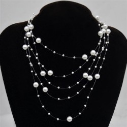  super multilayer Pearl Starry necklace samll clavicle chain fashion all-Purpo..