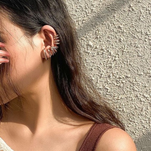 occidental style samll head ear stud woman personality hollow Metalearrings