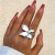 occidental style exaggerating Metal textured surface butterfly ring woman brief bow DoubleRing