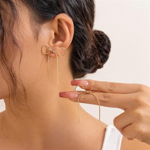occidental styleowEarring bow ear studins wind Metal brief Earring woman