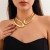 occidental style exaggerating surface cirque Metal wind necklace retro hollow Irregular Collar woman