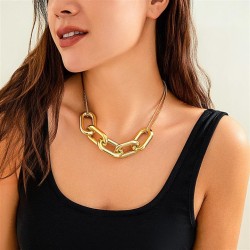 occidental style  exaggerating punk wind big buckle necklace woman  personalit..