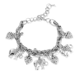 occidental style fashion retro carving elephant Anklet  Peach heart bracelet A..