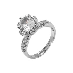 Rins wind silver color zircon ring woman  samll opening ring