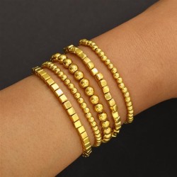 EU brief beads bracelet gold retro elasticity beads bracelet bangle