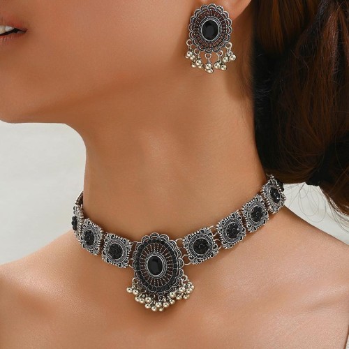 1 fashion retro flash diamond accessories temperament exaggerating necklace earring set