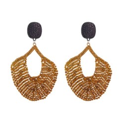 occidental style exaggerating sector Alloy fully-jewelled earrings all-Purpose..