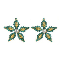 occidental style super Five-pointed star Alloy diamond trend silver earrings t..