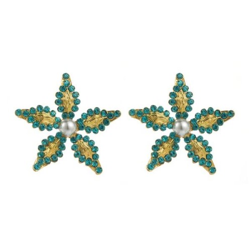 occidental style super Five-pointed star Alloy diamond trend silver earrings temperament high all-Purpose Earrin