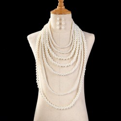  multilayer imitate Pearl woman necklace high plastic Pearl Collar long style ..