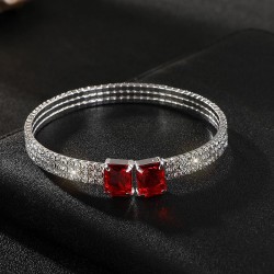  color gem opening bangle silver color crystal square diamond bracelet