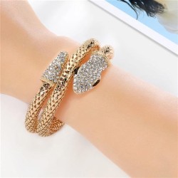 Alloy embed Rhinestone retro exaggerating snake twining man woman bangle