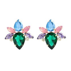earrings colorful diamond earrings fully-jewelled flowers ear stud woman Bohem..
