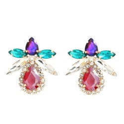 (red color )earrings colorful diamond earrings fully-jewelled flowers ear stud..