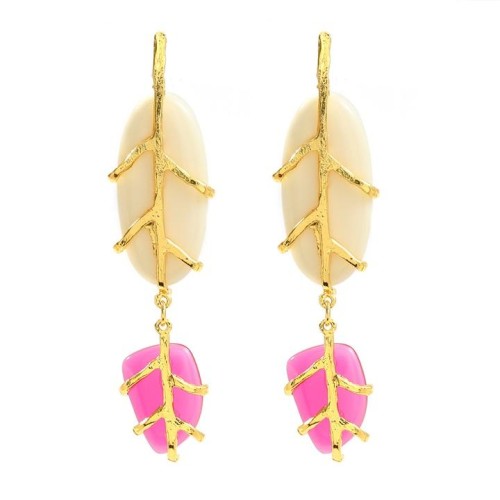 spring occidental style earrings lady Alloy resin multilayer leaves earring Bohemia