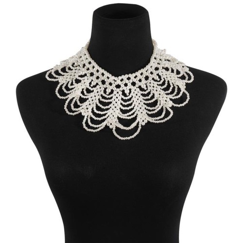 occidental style handmade weave beads necklace  retro collocation Pearl detachable collar