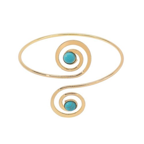 occidental style hollow Metal opening bangle woman  retro ethnic style turquoise