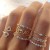  retro wind samll diamond Moon and stars  love butterfly opening ring set