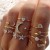  retro wind samll diamond Moon and stars  love butterfly opening ring set