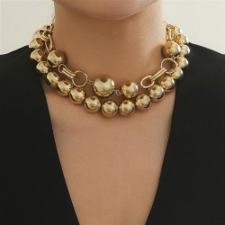 occidental style  creative punk wind beads Double layer necklacenecklace exagg..