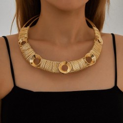 occidental style  geometry Metal  chain  exaggerating Pearl necklace woman per..