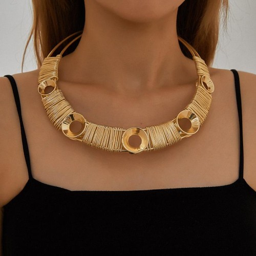 occidental style  geometry Metal  chain  exaggerating Pearl necklace woman personality fashion