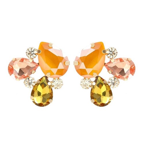 fashion colorful diamond earrings occidental style ear stud woman fully-jewelled flowers Bohemian style