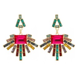 fashion colorful diamond earrings occidental style Earring woman Bohemian styl..
