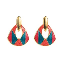 Alloy enamel turquoise earrings fashion brief silver high Ladies banquet ear s..