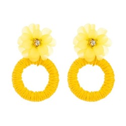 occidental style fashion handmade weave flowers diamond earrings small fresh w..