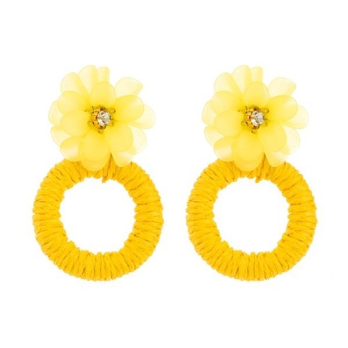 occidental style fashion handmade weave flowers diamond earrings small fresh wind Round earring samll temperam