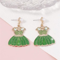 occidental style sweet diamond skirt enamel Earring   three-dimensional imitat..