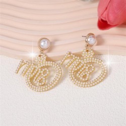 creative diamond beads Wordrs lady geometry exaggerating Earring    imitate Pe..