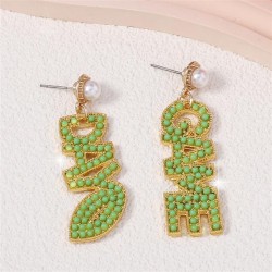  fashion imitate Pearl asymmetry exaggerating Word Earring   embed beads sweet..