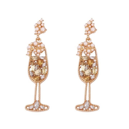 occidental style retro imitate Pearl embed Rhinestone Modeling fashion temperament high earrings