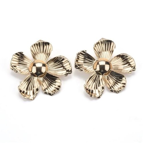 fashion personality occidental style exaggerating gold flowers Alloy earrings retro temperament wind ear stud 