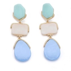 exaggerating occidental style creative long style geometry splice resin earrin..