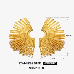 occidental style fashion gilded stainless steel sector earrings womanins wind ..