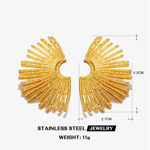 occidental style fashion gilded stainless steel sector earrings womanins wind personality exaggerating ear stud