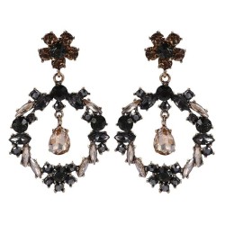  fashion temperament Rhinestone geometry earrings woman classic style flowers ..