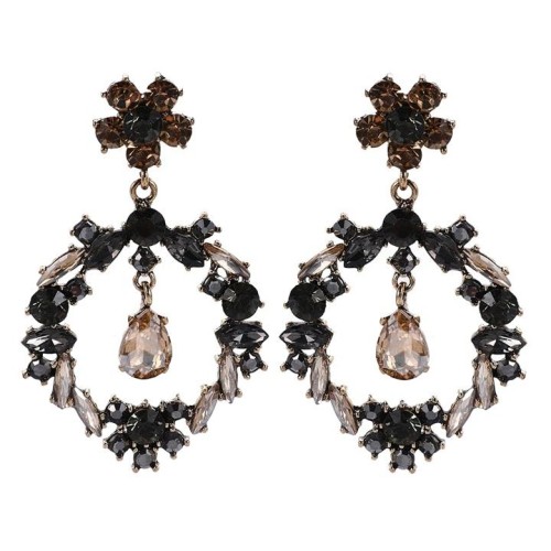  fashion temperament Rhinestone geometry earrings woman classic style flowers hollow earring Earring