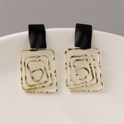 Korean style creative brief geometry Alloy earrings woman Metal all-Purpose ho..