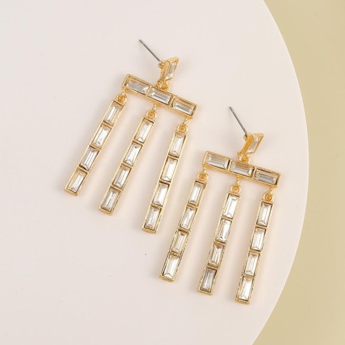 occidental style creative geometry big color crystal earrings woman tassel fashion all-Purpose temperament Earr
