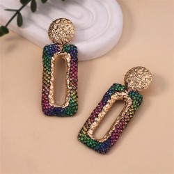  color fully-jewelled hollow glass crystal geometry earring   retro medium tem..