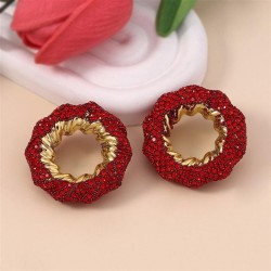 occidental style hollow glass fully-jewelled geometry Round color ear stud  me..