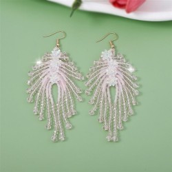 Korea spring style sweet flower pure handmade crystal tassel beads flowers ear..