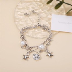  Bohemia mediumVintage starfish imitate Pearl bracelet  customs all-Purpose sa..