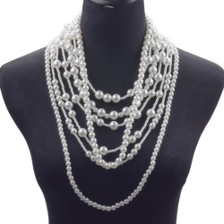 occidental style exaggerating long style multilayer imitate Pearl clavicle cha..