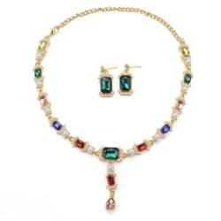 diamond crystal square necklace fashion personality fresh temperament all-Purp..
