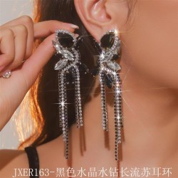  occidental style fashion Earring fully-jewelled long tassel crystal earrings ..